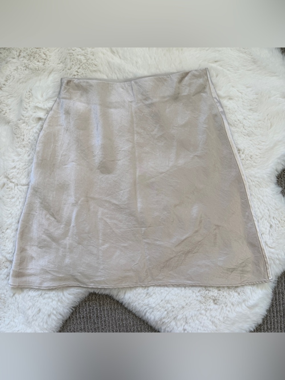 Aritzia Satin A-Line Mini Skirt 2- Light Taupe